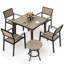 Ensemble repas d'extérieur en aluminium avec table de salle à manger, petite table d'appoint et chaises empilables Loddon-216608247-216608241