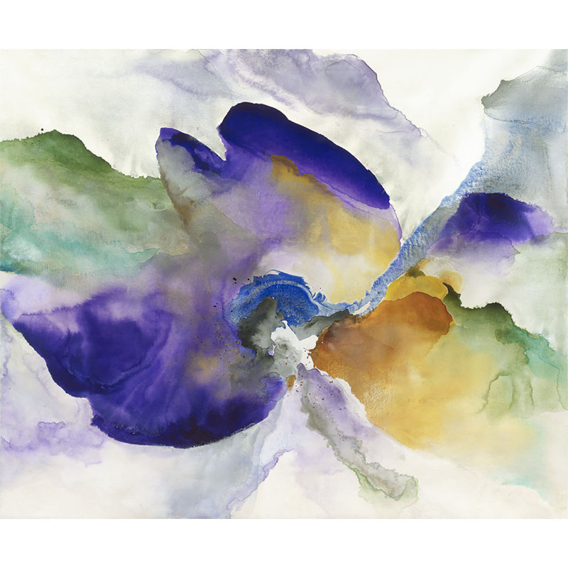 Violet Botanic Painting by Jennifer Hollack Raboin, 36" H x 43" W x 2.25" D, Gold Frame Canvas