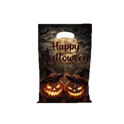 Halloween Decor Halloween Plastic Treat Bags With Handles  Pumpkin Witch  Goodie Bags  Candy Gift Bags For Halloween Party Favors Decoratio