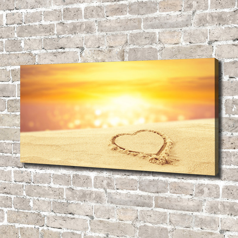 Heart On The Sand - No Frame Print on Canvas