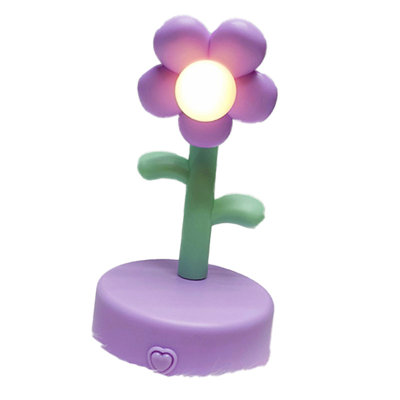 Lampe de table avec fleur mignonne veilleuse de bureau portative décorative pour dortoir rose