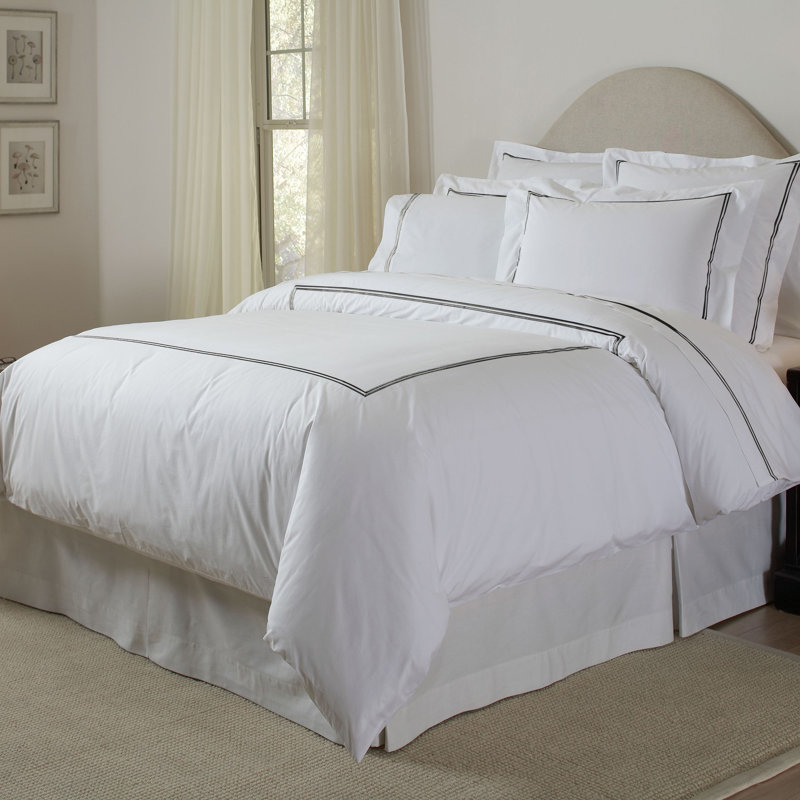 Ensemble de couette Pointehaven Percale, Housse de couette double / grand et 2 taies décor, Blanc/Noir