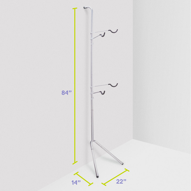 Silver Adjustable Freestanding 2-Bike Gravity Storage Rack