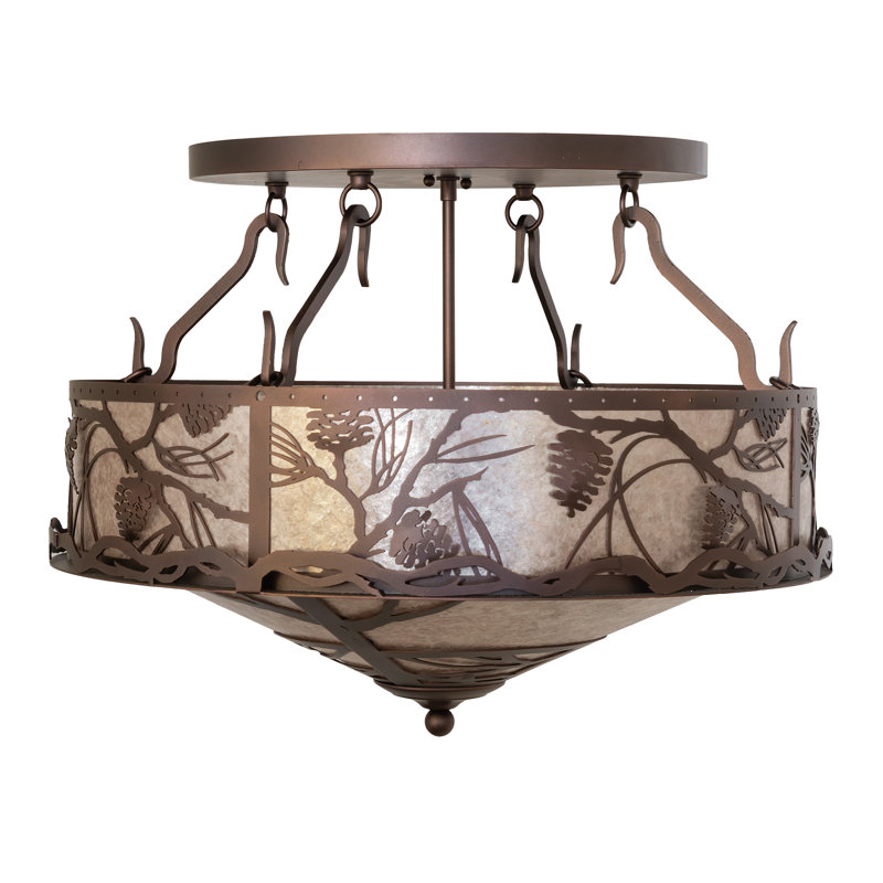 Rustic Lodge 4 - Light Semi Flush Mount