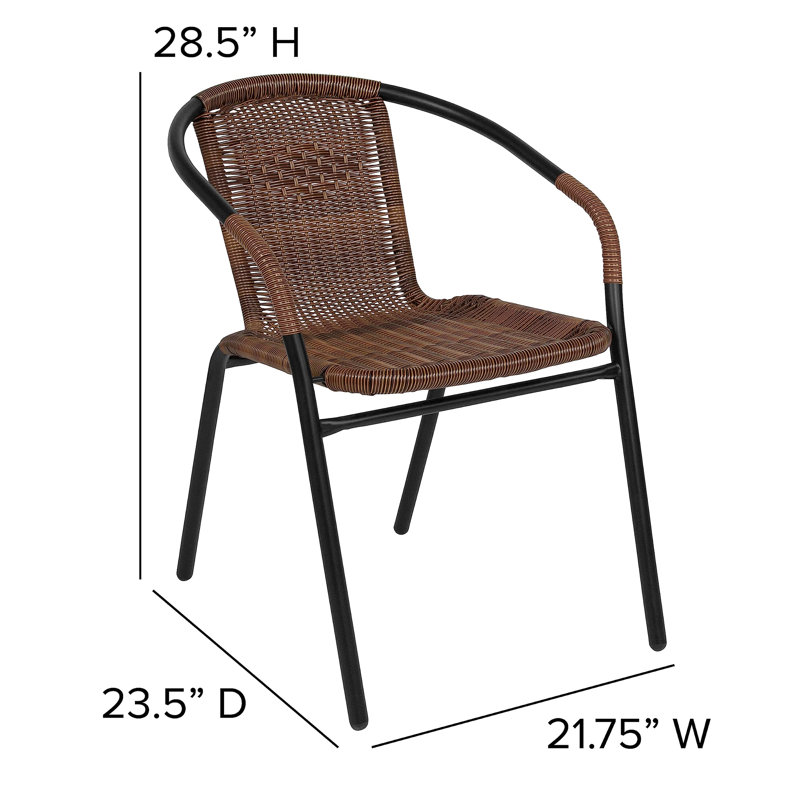Ensemble de 2 chaises de restaurant d'extérieur en rotin, Brun