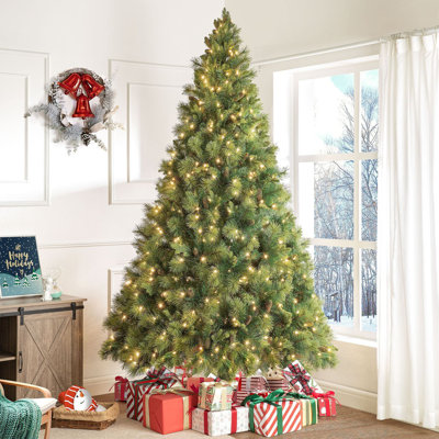 Realistic Prelit Artificial Christmas Tree with Pine Cones, Foot Pedal, and Sturdy Metal Stand 38