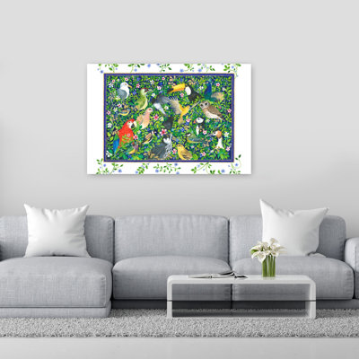 Birds Of The World Colorful Abstract Woodpecker Bird Owl Forest Nature Wall Art Print by Isabelle Brent - Wrapped Canvas Print