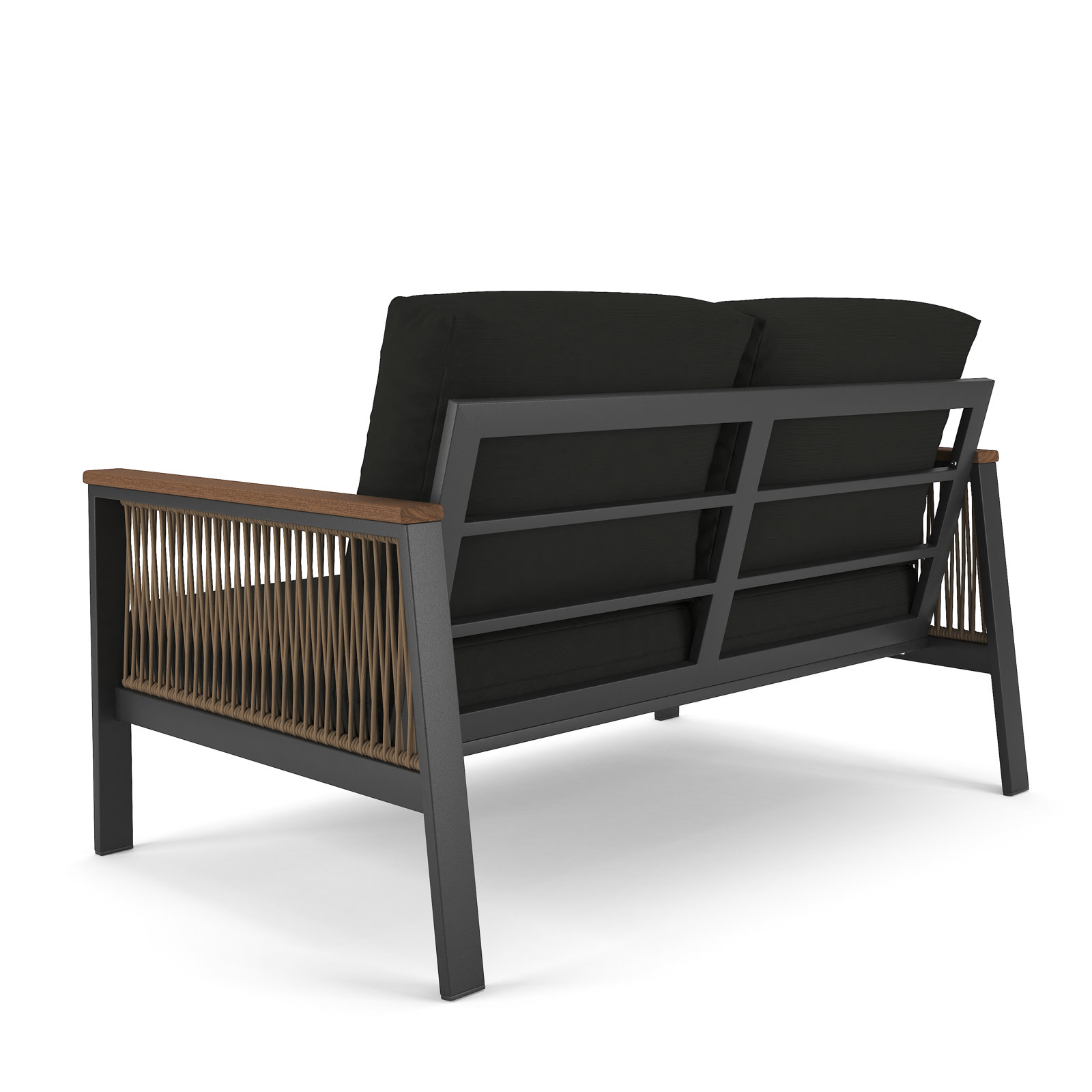 Townsend 55" Sunbrella® Patio Loveseat, Canvas Black Sunbrella® Canvas, Gray/Gray