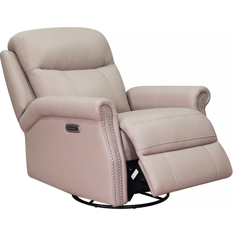 Fauteuil inclinable et pivotant en cuir Dhiya, Royce Bedford Ash