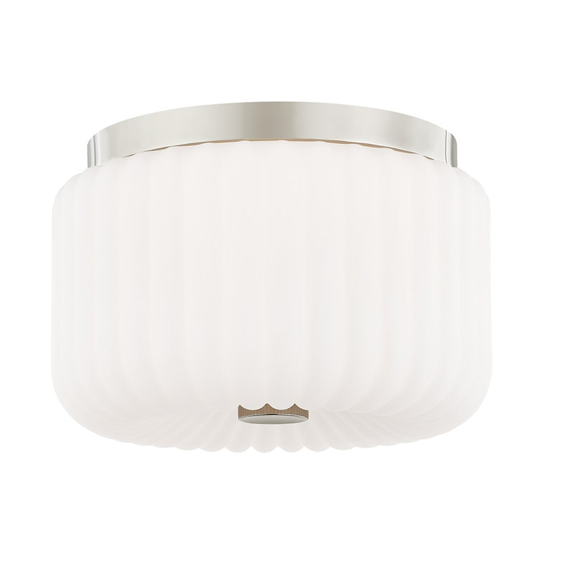 Willa Glass Flush Mount, Polished Nickel