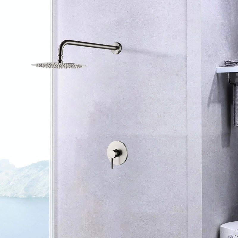 Robinet de douche mural en nickel brossé élégant avec valve