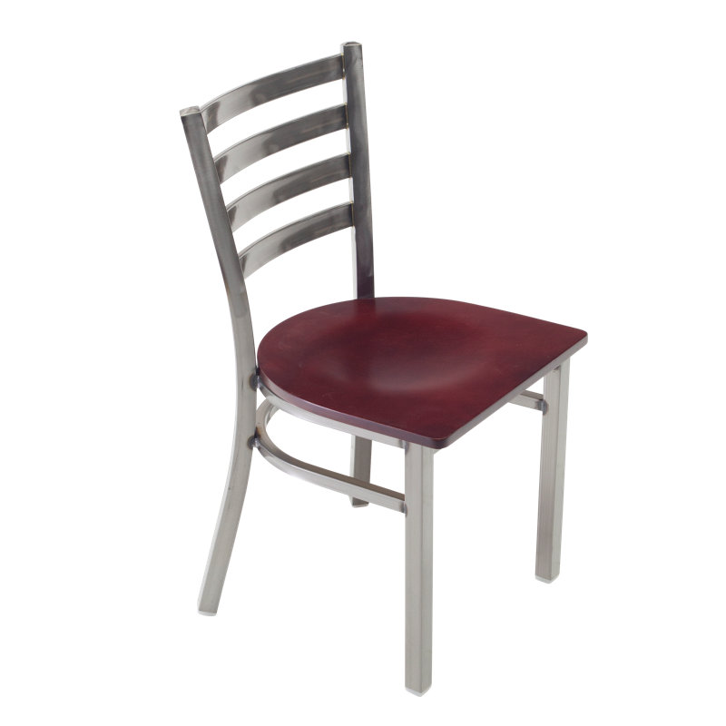Café Chair - Seat Height 17.25"H, Gray/Cherry