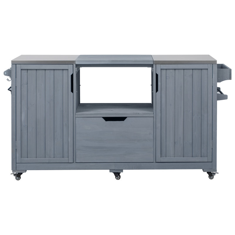 Îlot de cuisine d'extérieur 66,5 po K&K, Gris te bleu