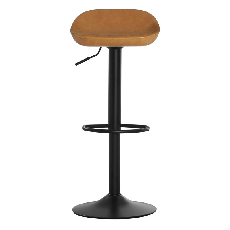 Linndale Swivel Upholstered Adjustable Height Counter Stool with Metal Frame, Camel