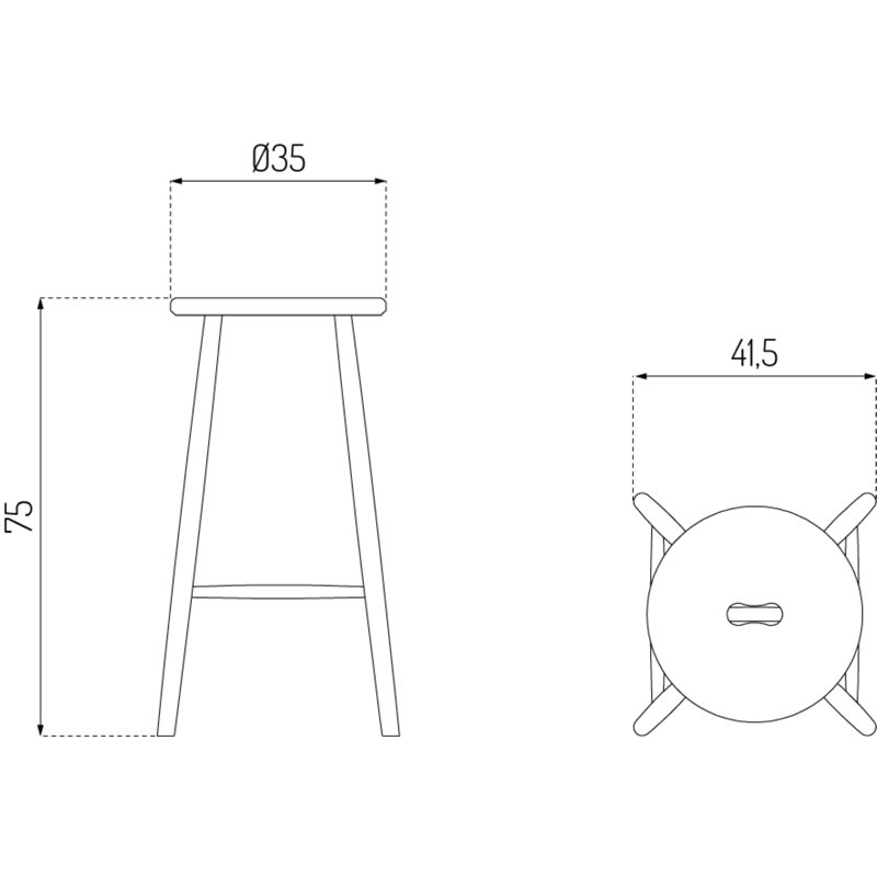J27 by Børge Mogensen, Bar Stool (29.53" Seat Height), Jet Black
