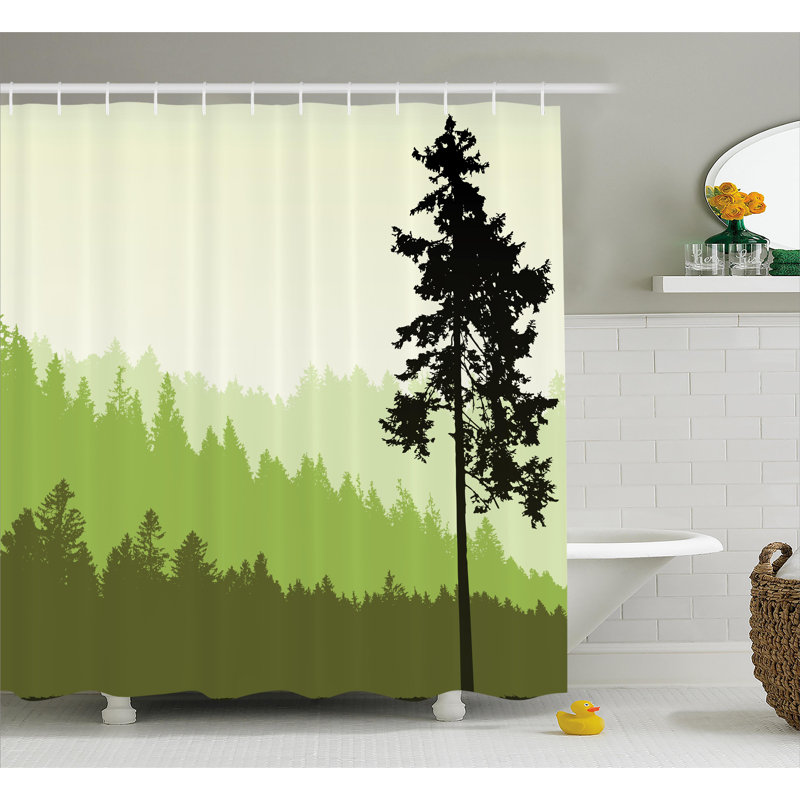 Rideau de douche simple à fond en pin de la nature Azbane, H 84 po x l 69 po