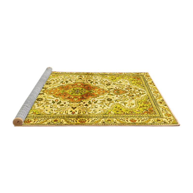 Tapis lavables à la machine Traditional 4371 - jaune, Rond 3 pi