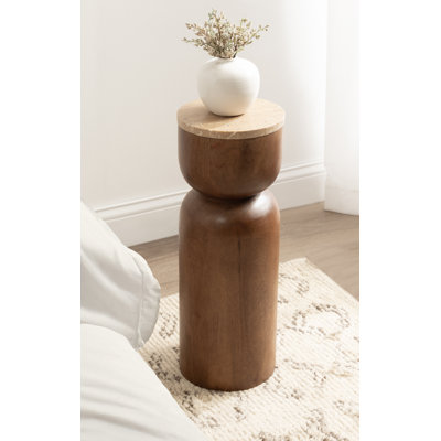 Wylies Modern Sculptural Mango Wood Round Drink Table