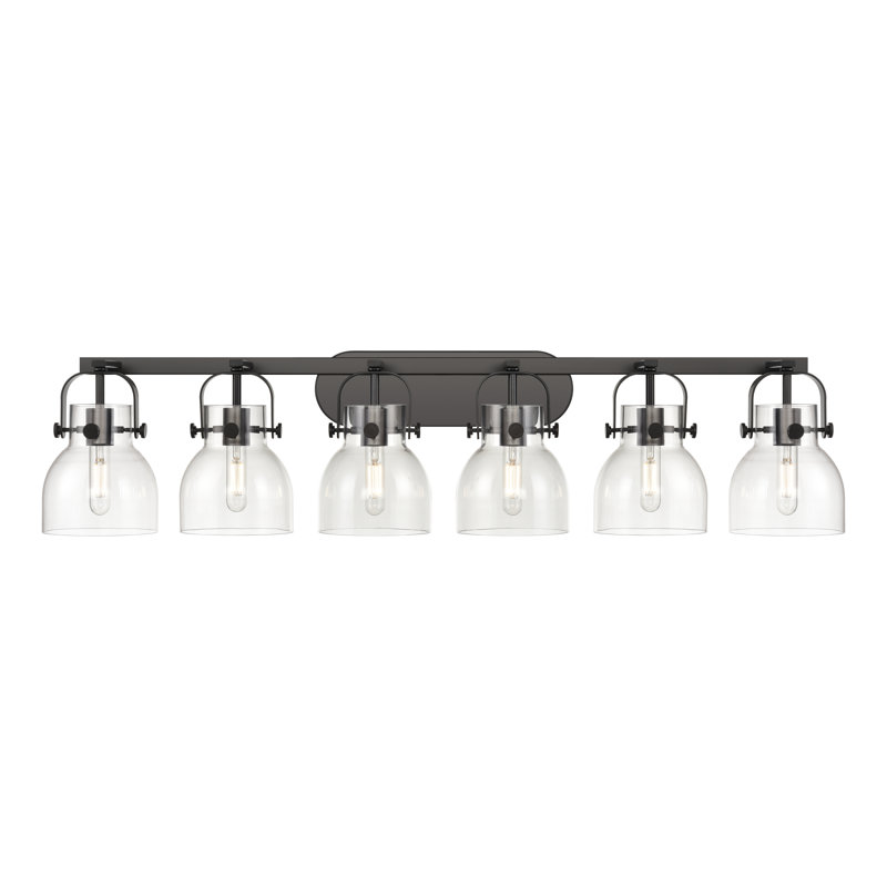 Éclairage pour meuble-lavabo mural 6 po Skycrest, Transparent, Noir mat, Six lumières