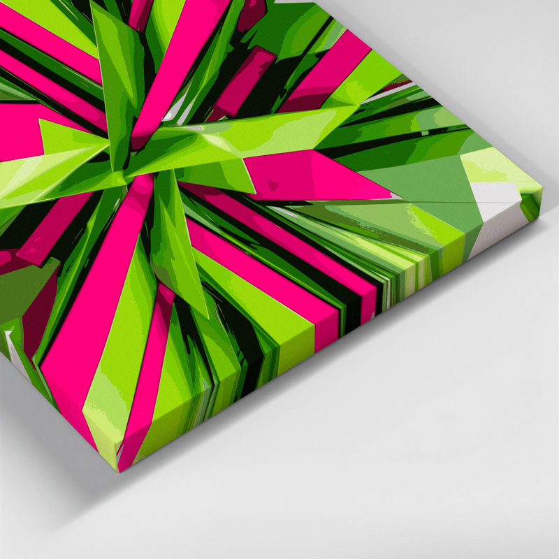 «Geometric Abstraction 45», art mural sur toile verte, H 11 po x l 14 po