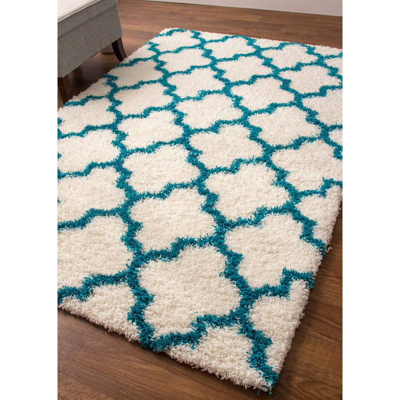 Tapis blanc / turquoise Amridean, Rectangle 2 pi x 3 pi