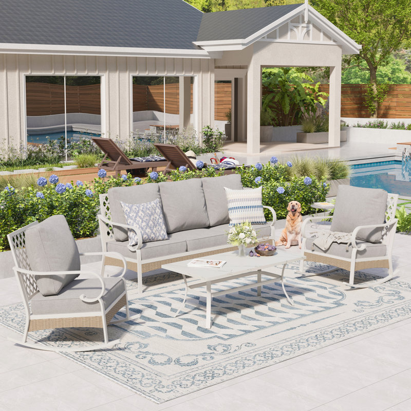 Tapasi 5 - Person Patio Conversation Set with Cushions, Light Gray