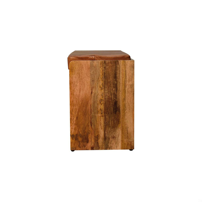 Banc de rangement à chaussures en bois massif avec peau de buffle