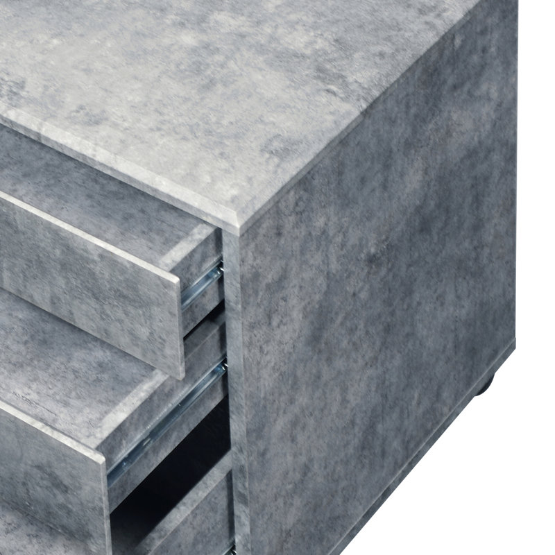 3 classeurs en faux béton et argent pour le bureau - finition grise, commodité