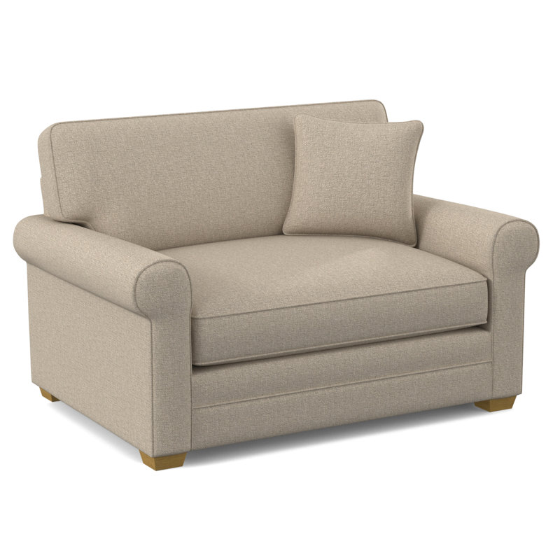 Bedford 57" Twin Sofa Bed, Honey Finish, Eggshell Crypton Performance; 0884-93, 5" Innerspring Mattress