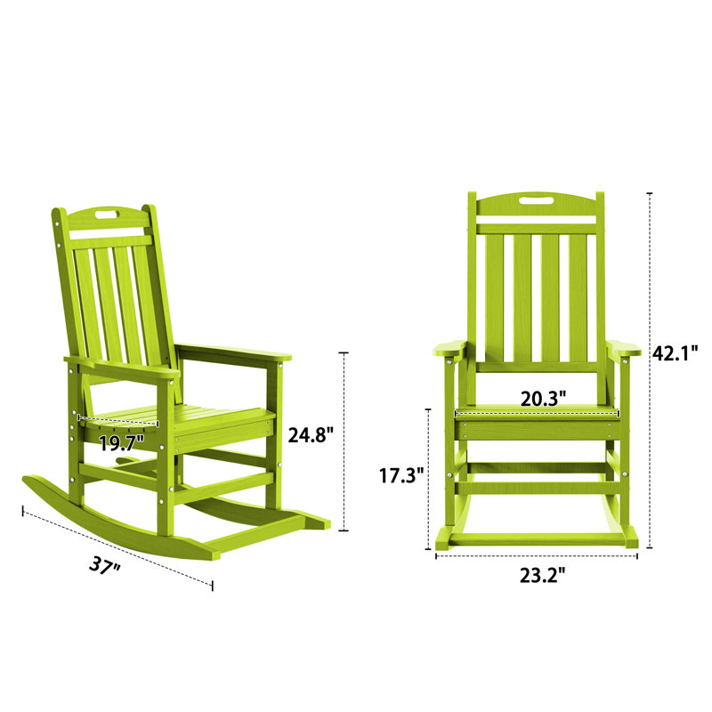 Ensemble de 2 chaises berçantes d'extérieur Hdpe, Vert