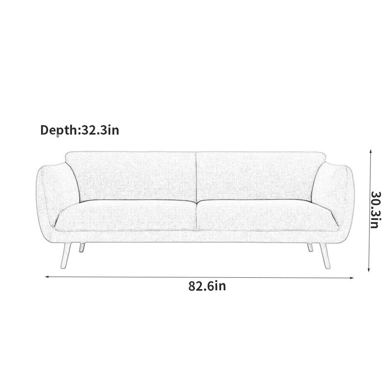 Creative Leisure Sofa Upholstered 82.6'' Sofa, Black