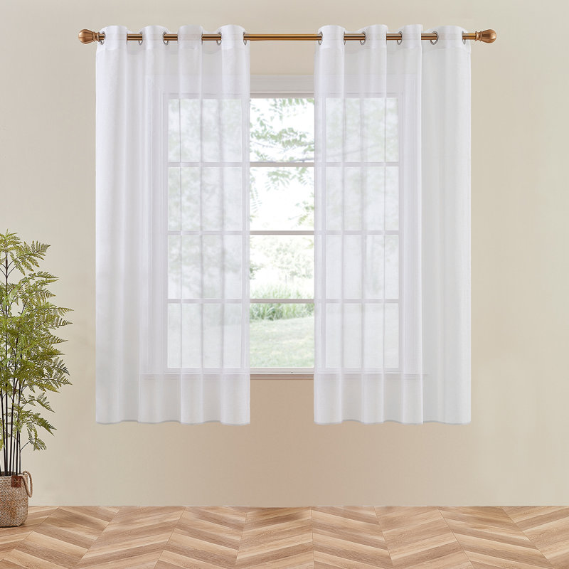 Paire de rideaux transparents avec œillets Diyon, Blanc, L 54 po x L 90 po