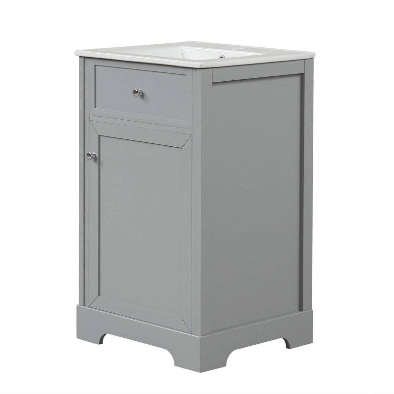 Meuble-lavabo moderne de 20 pouces avec lavabo, porte à fermeture douce, support de rangement et tablette réglable pour une organisation efficace
