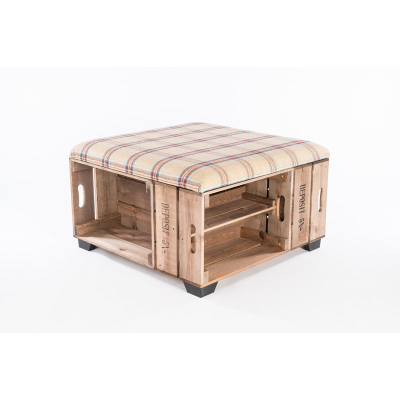 Krugerville 82cm Wide Square Tartan Ottoman with Storage