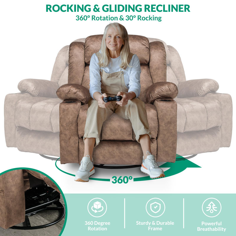 Upholstered Heated Massage Chair, Brown Velvet