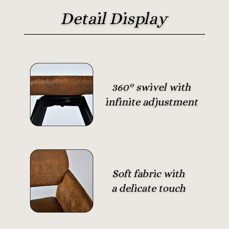 Upholstery Swivel Accent Chair with Black Metal Legs and Armrest for Living Room & Entryway, Brown  Polyester Blend