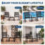 Set of 2 Stackable Outdoor Dining Chairs - Heavy-Duty Powder-Coated Steel Frame - Armrests, Hollow-Carved Seat, 300 lb Capacity for Patio Bistro, Deck & Balcony -367786152