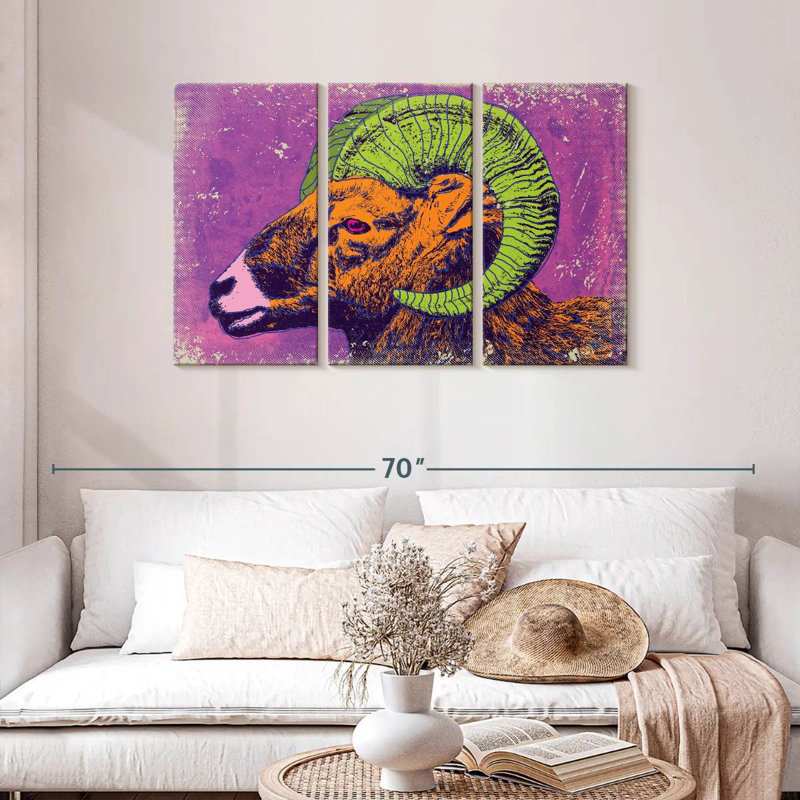 Brampt Retro Bighorn Sheep, 28" H x 45" W