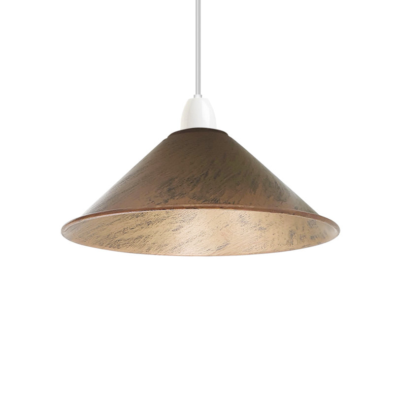 Vintage 10cm H Metal Cone Lamp Shade, Brushed Copper