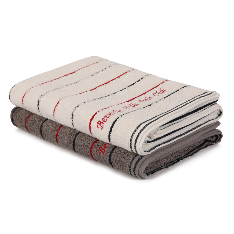 Cotton Bath Towel, White/Grey