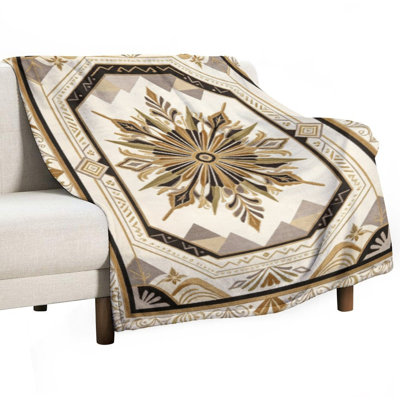 Symmetrical Floral(1) Luxury Flannel Throw Blanket, Soft Warm Fuzzy Blanket for Living Room Sofa Bed Home Decor