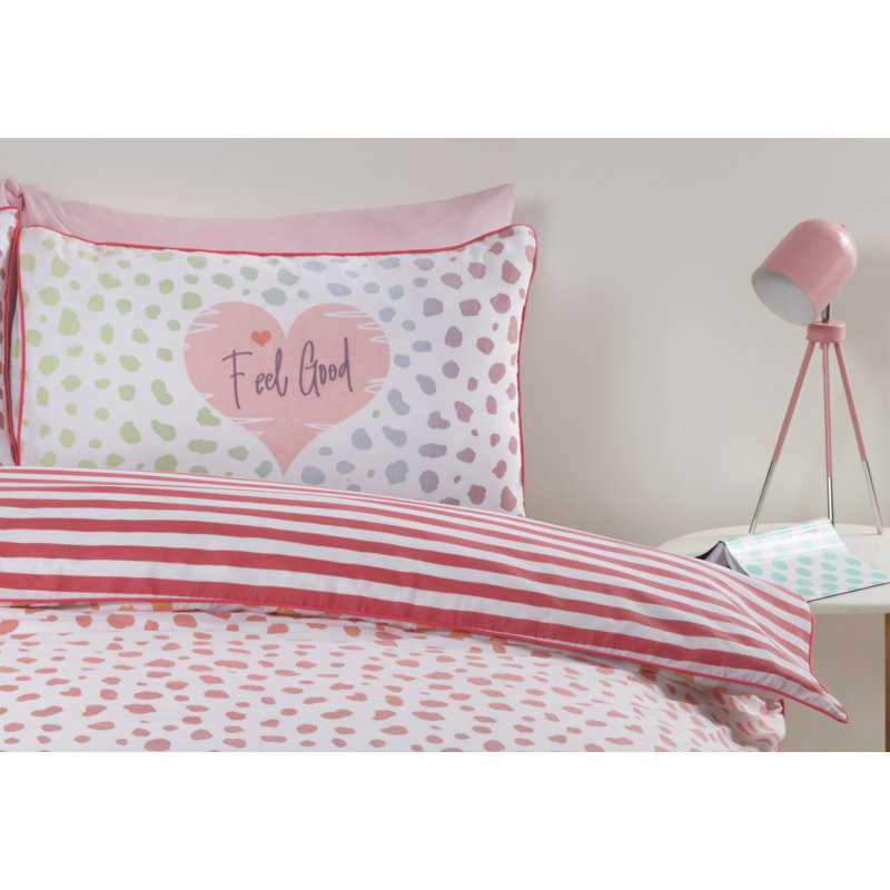 Cotton Blend Animal Print Duvet Cover with Pillowcases Included, Kingsize Duvet Cover + 2 Standard Pillowcases, Pink