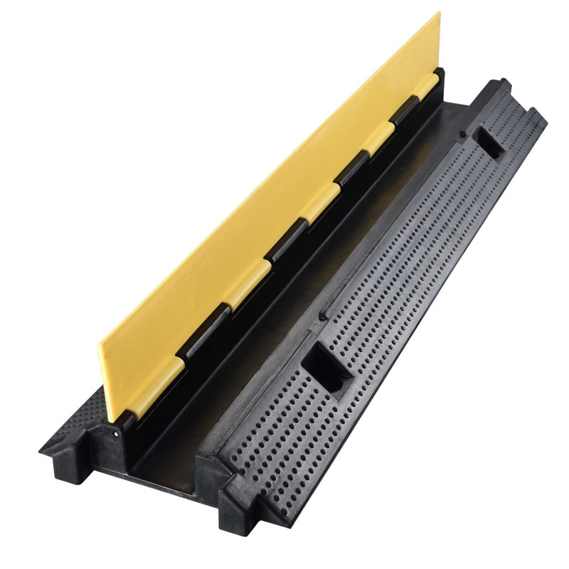 Yescom Cable Ramp Protector 1 Channel Garden Hose Protecitive 22000 Lbs Load Capacity Heavy Duty Speed Bump for Road Driveway Walkway
