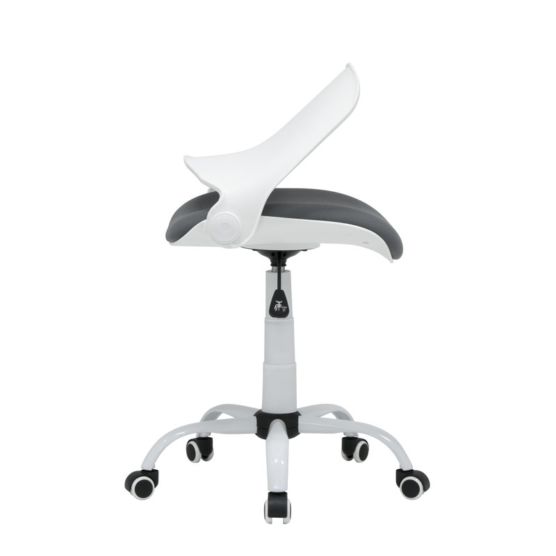 Ergonomic White and Gray Fabric Swivel Task Chair