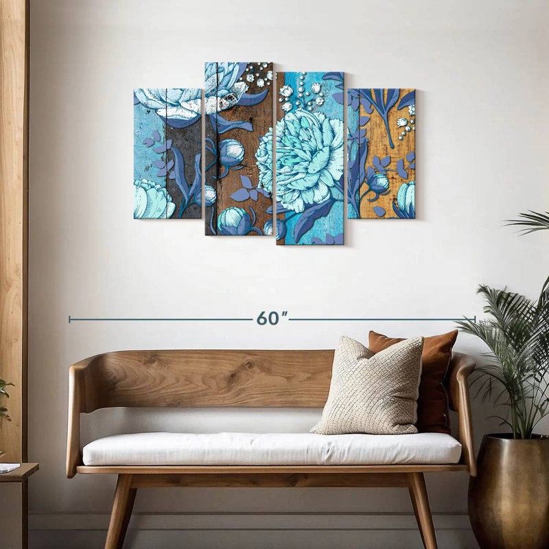 Wooden Blue Peony
