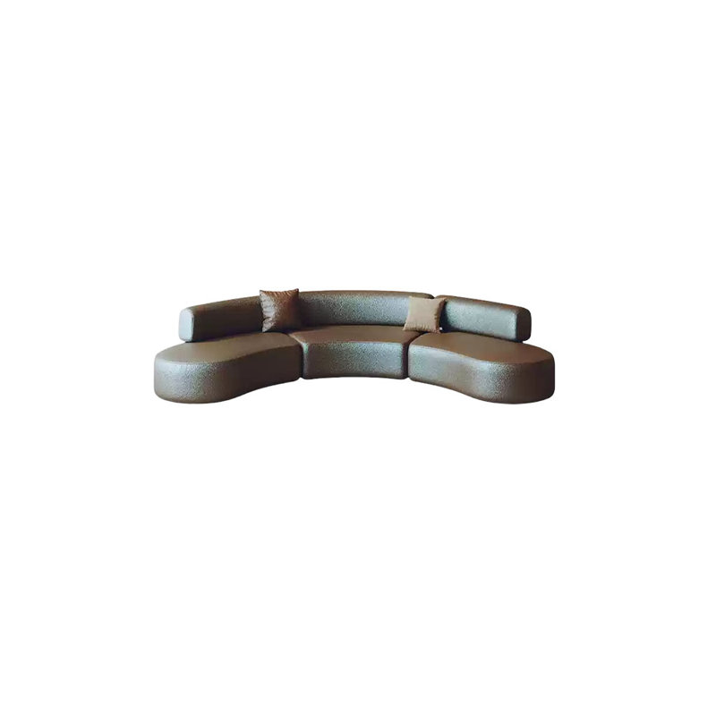Canapé d'angle courbé en demi-cercle brun, H 25,59 po x l 133,86 po x P 33,47 po