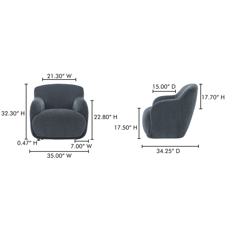 Laci Lounge Chair, Slate Blue Chenille