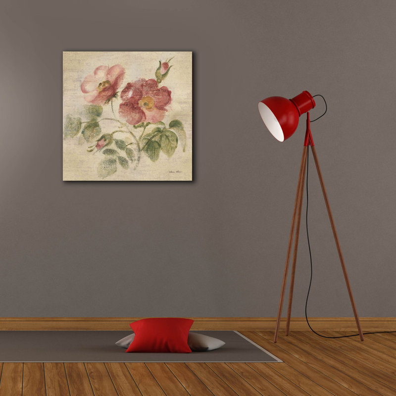 «Bourgogne rose sur toile de lin antique» par Cheri Blum, art mural sur toile, H 26 po x l 26 po x P 1,5 po