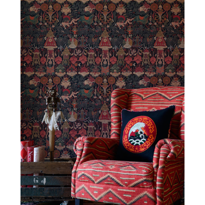 The Home Of An Eccentric Man Wallpaper Roll, Red/Brown/Green