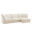 Canapé modulaire en L avec housse en L, canapé-lit en chenille confortable avec repose-pieds convertible et 2 grands coussins, ensemble de canapé moderne surdimensionné à 3 places pour bureau de salon, crème
